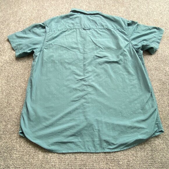 Columbia Shirt Mens XXL Aqua Fishing Omni-Shade Short Sleeve Button-Up Camping - Picture 7 of 12